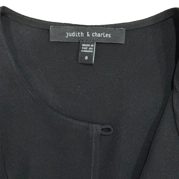 Judith & Charles Black Silk Pullover Blouse With Sheer Sleeves Size 8 - Picture 7 of 9